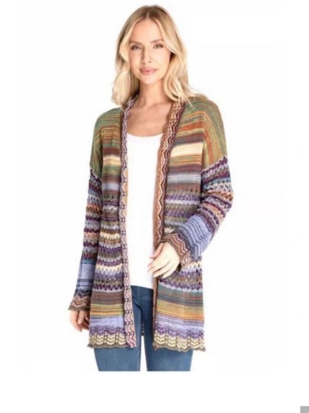 Soft Surroungs- knit Multicolor Striped Women's cardigan. XS